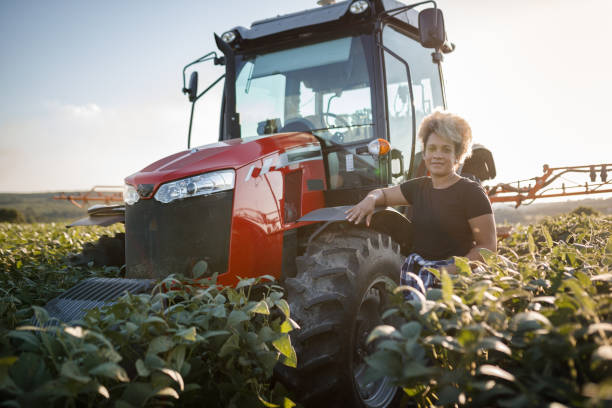 istock Farmer leaning on a combine harvester in the field 1383036898