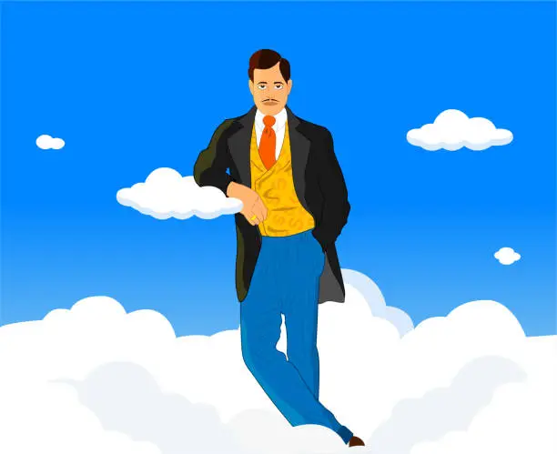 Vector illustration of Man in the Cloud