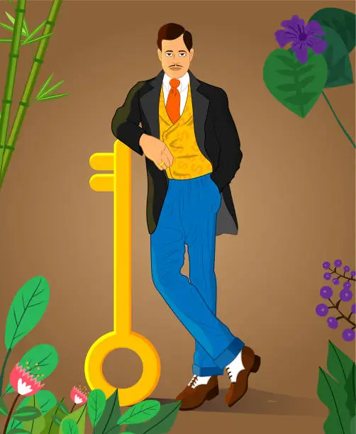 Vector illustration of Homme avec clé