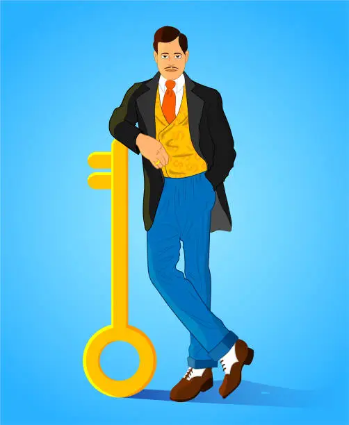 Vector illustration of Homme avec clé