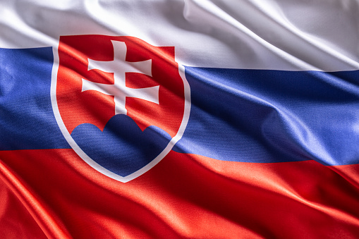 Waving flag of Slovakia. National symbol of country and state.