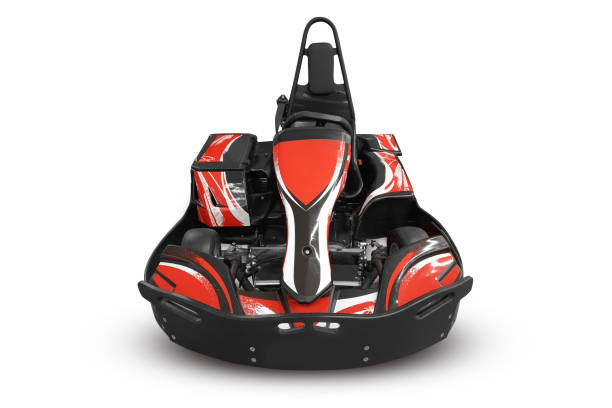 istock Racing kart without pilot isolated on white background. Karting concept for design. Racing balid front view 1383038111