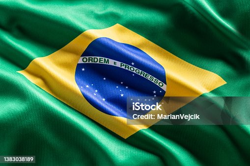 istock Waving flag of Brasil. National symbol of country and state. 1383038189