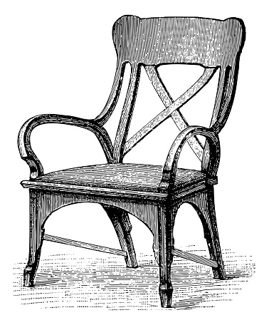 Vintage engraved illustration isolated on white background - Antique chair