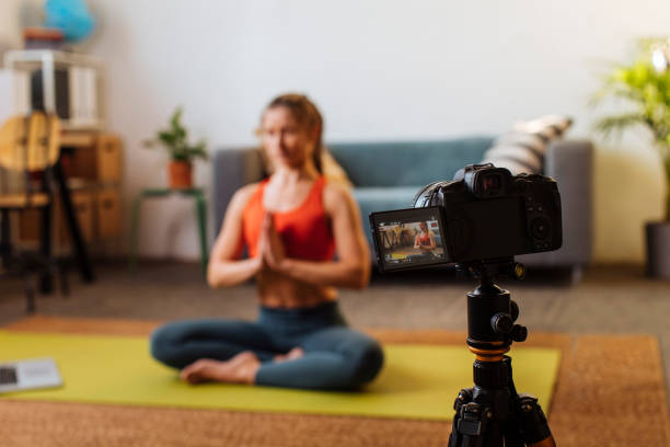 istock Yoga session recording 1383051136