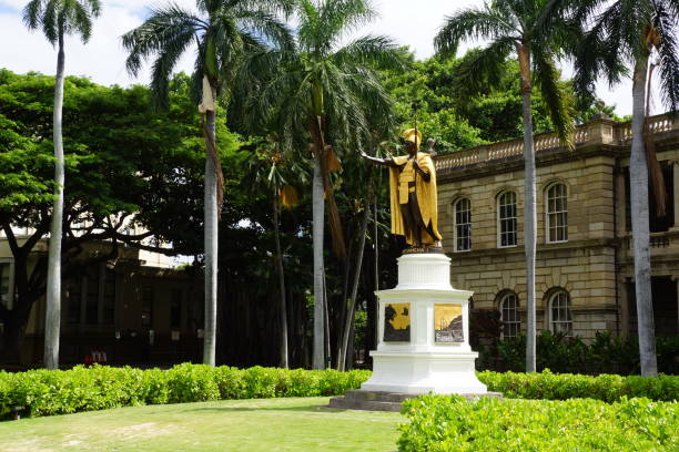 król kamehameha - honolulu oahu vacations park zdjęcia i obrazy z banku zdjęć