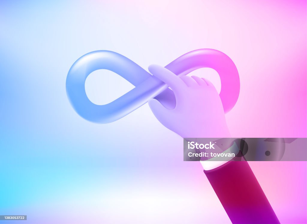 Humman Infinity Sign Human Hand Takes An Infinity Sign 3d Vector Illustration With ...