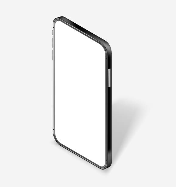 istock Modern metal cover smartphone with blank screen isometric detailed and layered vector 3d mockup 1383056449