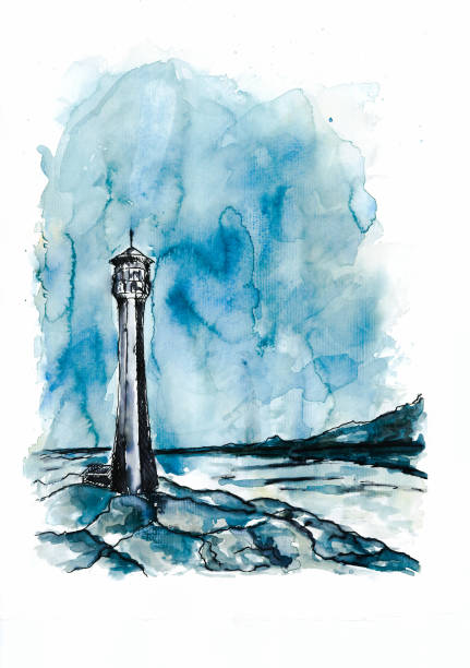 illustrations, cliparts, dessins animés et icônes de phare - sea storm lighthouse rough