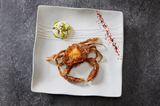 Crispy Soft Shell Crab With Garlic Aioli and Korean Chilli Powder