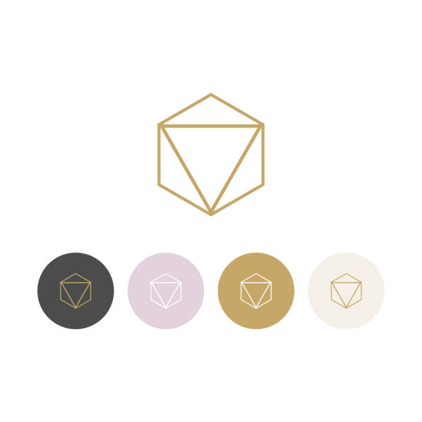 illustrazioni stock, clip art, cartoni animati e icone di tendenza di illustrazione vettoriale geometrica del logo - gem jewelry hexagon square