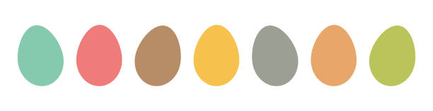 ilustraciones, imágenes clip art, dibujos animados e iconos de stock de colección de iconos de huevos de pascua. ilustración vectorial de huevos de pascua pintados. - huevo etapa de animal