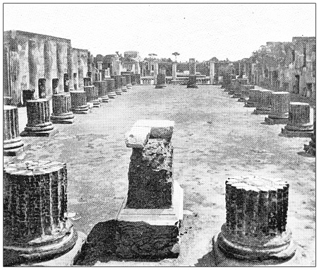 Antique travel photographs of Naples and Campania: Pompeii, Court of Justice