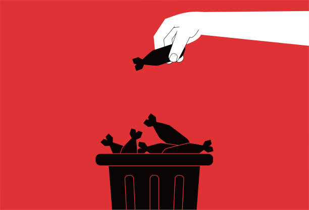 Giant throws bomb into trash can, no war, peace concept illustration. Giant throws bomb into trash can, no war, peace concept illustration. peace demonstration stock illustrations