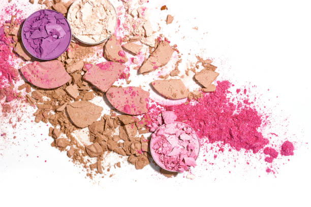 istock Crushed face powder bronzer, powder, blush, eyeshadow isolated on white background 1383090335