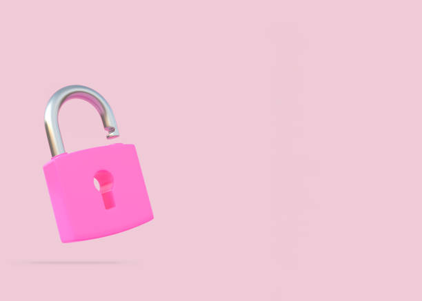 istock Pink padlock on a pink background 1383091941