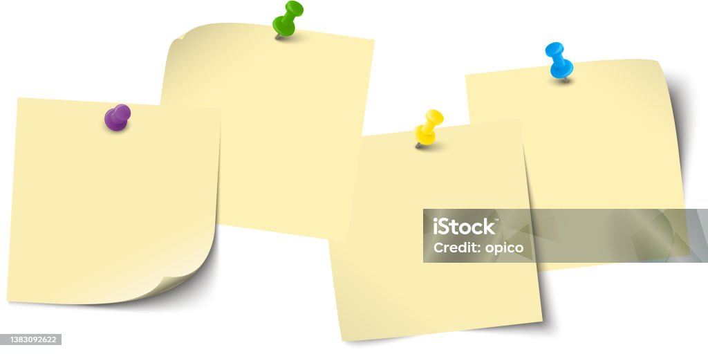 Note Pin Needle Sticky Notes With Colored Pin Needles Stock Illustration - Download ...