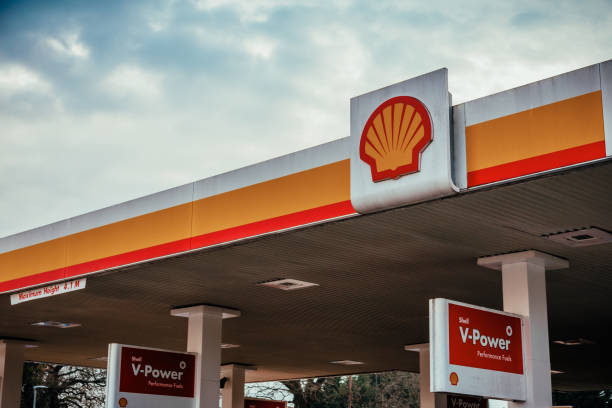 Shell Gas Station forecourt stock photo