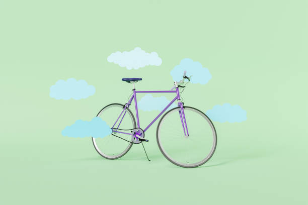 istock retro bike with flat clouds around 1383095259
