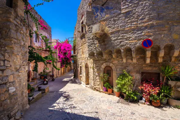 Medieval village of Olympoi is one of the main mastihochoria villages, Chios island, Greece.