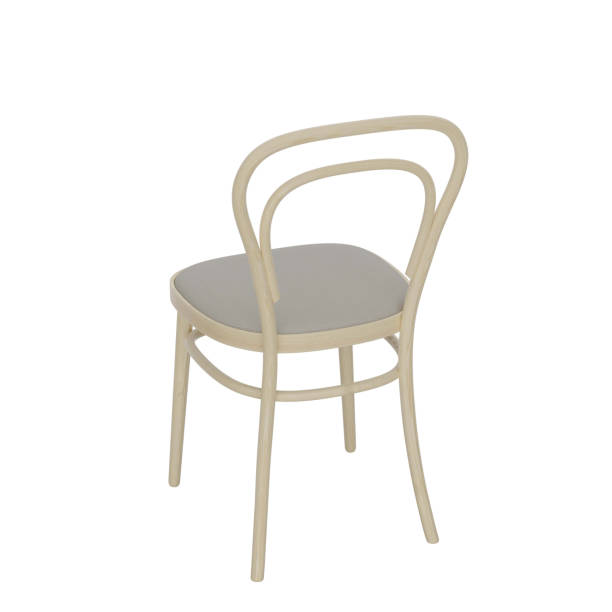 istock 3D rendering khaki fabric seat with light wood leg and backrest 1383099998