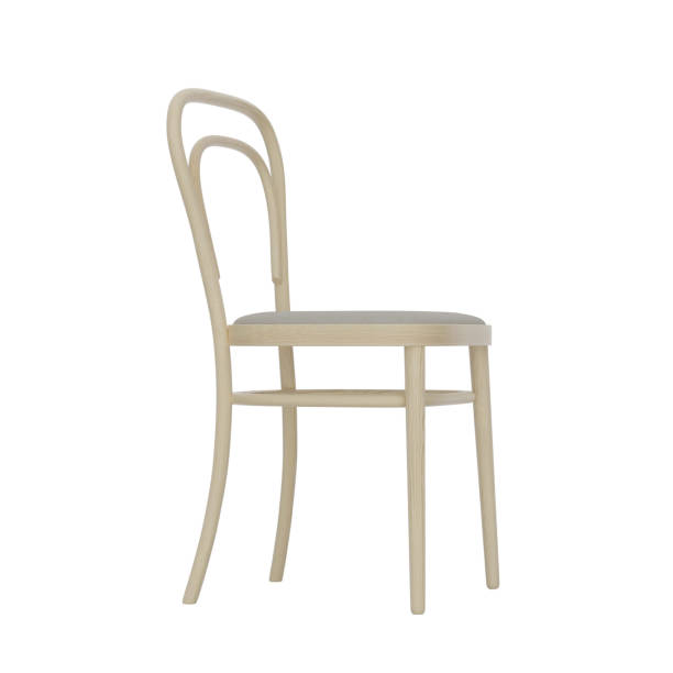 istock 3D rendering khaki fabric seat with light wood leg and backrest 1383100000