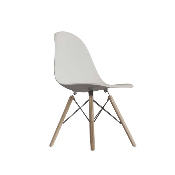 istock 3D rendering white modern chair with wood leg 1383100007