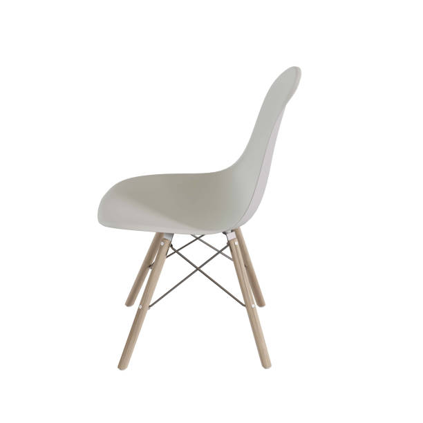 istock 3D rendering white modern chair with wood leg 1383100008
