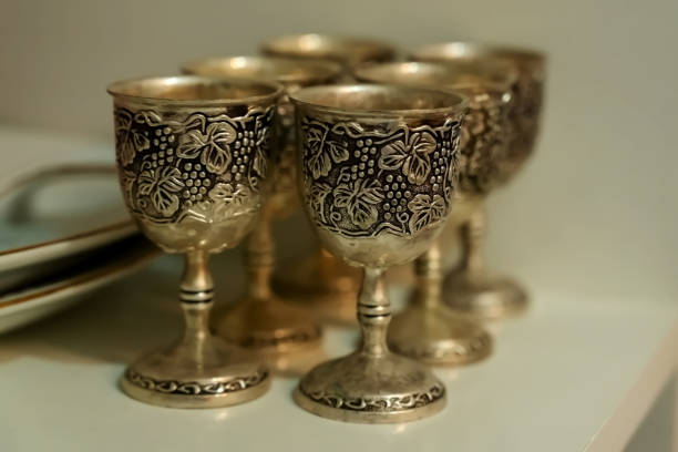 Antique Vintage Silver glasses made of different alternative compositions on a white background Macro Detail shot abstract pastel background images buying now.