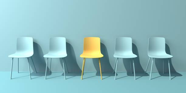 istock One out unique yellow chair concept with blue chairs 1383105588