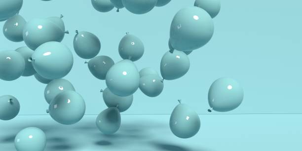 istock Scattered balloons on a colored background - 3D 1383105624