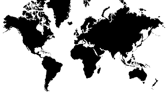 World map with lighting effects, business communication background.
