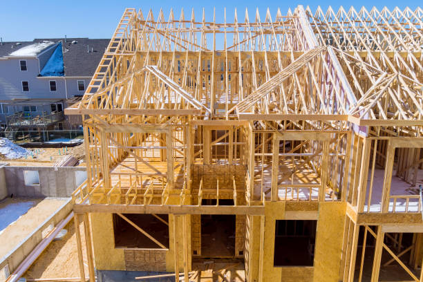 istock Exterior view construction new residential home. 1383108091