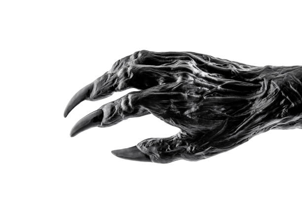 Creepy monster hand isolated on white background with clipping path