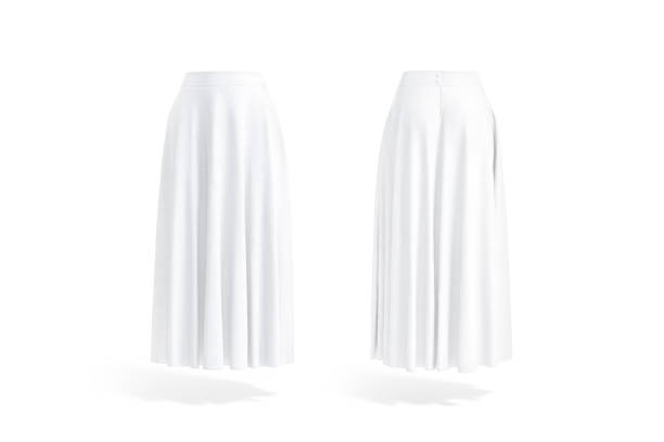 istock Blank white women maxi skirt mockup, front and back view 1383113597