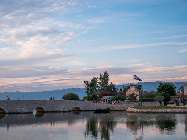 Historic town Nin. Street, bridge and gate. Croatia Historic Nin town, bridge and gate, Dalmatia, Croatia entrence stock pictures, royalty-free photos & images