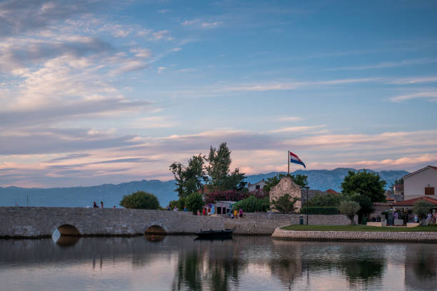 Historic town Nin. Street, bridge and gate. Croatia Historic Nin town, bridge and gate, Dalmatia, Croatia entrence stock pictures, royalty-free photos & images