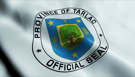 3D Illustration of a waving Philippines province flag of Tarlac