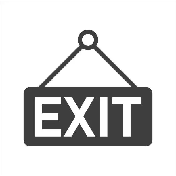 Vector illustration of Gray exit sign on white background. EPS 10