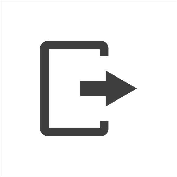 значок выхода. выход и выход, выход, символ выхода. плоская векторная иллюстрация. - exit button stock illustrations