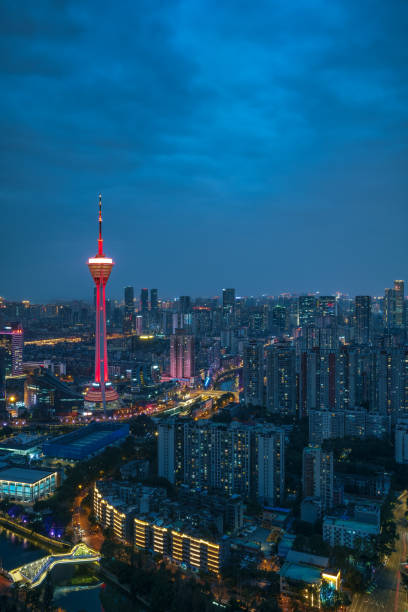istock Chengdu City Skyline at night 1383126849