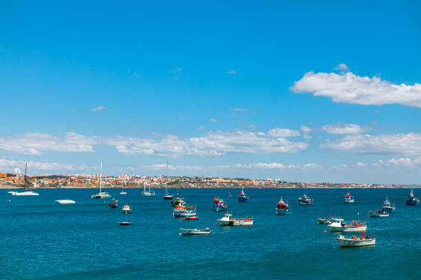 Atlantic Coast of Cascais in Portugal . Marina scenery with boats and yachts