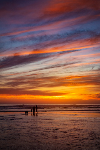 Family at Sunset Beach. Shot at Cardiff State Beach in Cardiff-by-the-Sea, California in San Diego County.