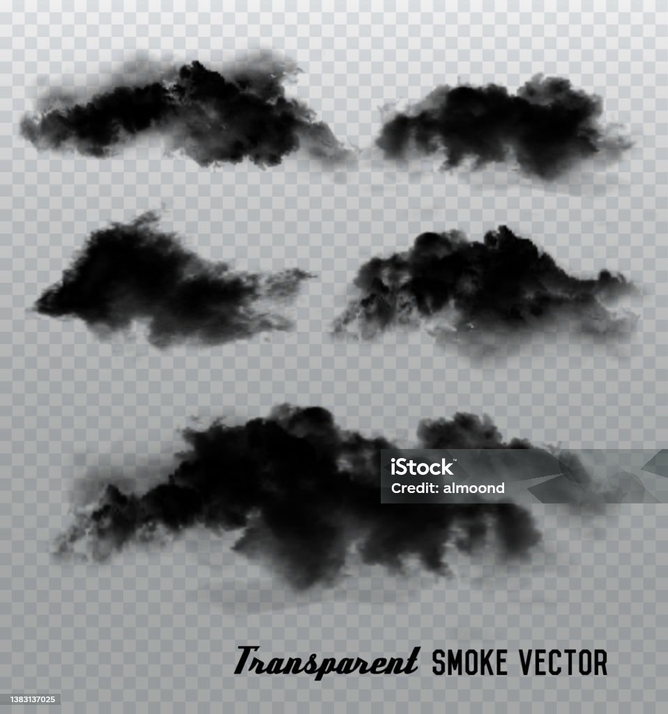 Khói Đen Và Vectơ Đám Mây Trên Nền Trong Suốt Hình minh họa Sẵn có ...