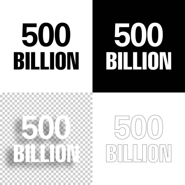 500 Billion. Icon for design. Blank, white and black backgrounds - Line icon Icon of "500 Billion" for your own design. Four icons with editable stroke included in the bundle: - One black icon on a white background. - One blank icon on a black background. - One white icon with shadow on a blank background (for easy change background or texture). - One line icon with only a thin black outline (in a line art style). The layers are named to facilitate your customization. Vector Illustration (EPS10, well layered and grouped). Easy to edit, manipulate, resize or colorize. Vector and Jpeg file of different sizes. billions quantity stock illustrations