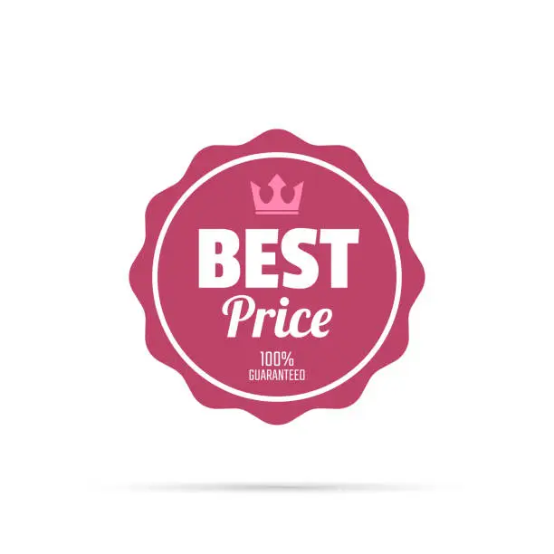 Vector illustration of Trendy Pink Badge - Best Price, 100% Guaranteed