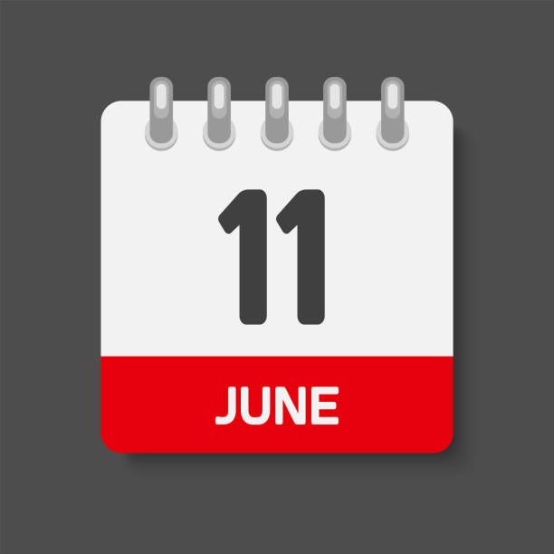 symboltag datum 11 juni, vorlagenkalenderseite - june calendar page personal organizer stock-grafiken, -clipart, -cartoons und -symbole