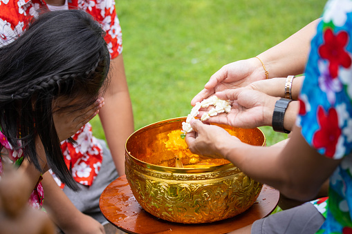 Songkran Festival bathe with respect to parents