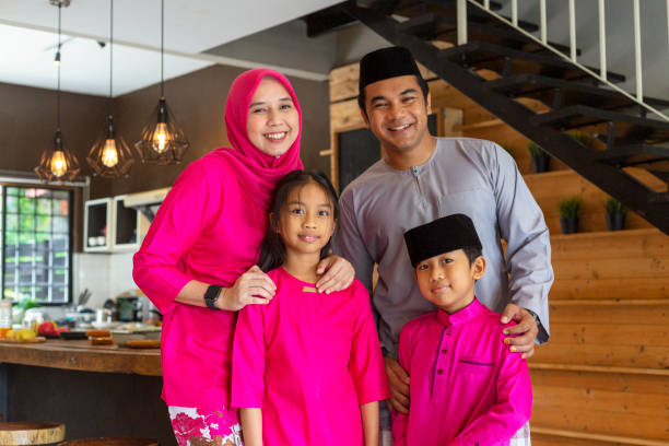 Eid al-Fitr or Hari Raya Celebration with Family stock photo