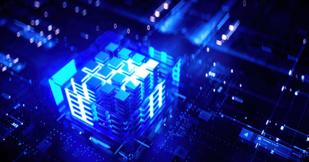 istock 3D rendering of cyberpunk AI. Circuit board. Technology background. Central Computer Processors CPU and GPU concept. Motherboard digital chip. Tech science background. 1383229720